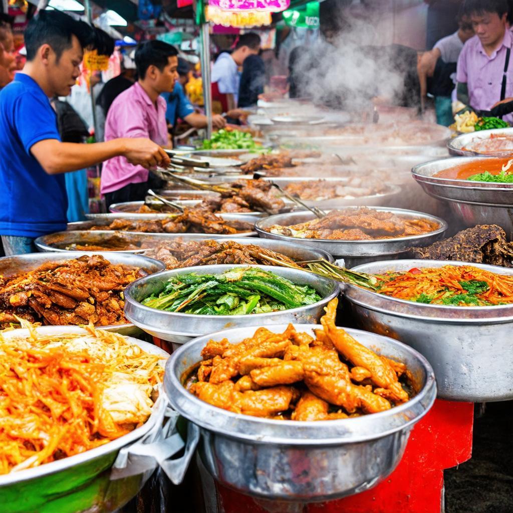 Các món ăn đường phố hấp dẫn tại khu ẩm thực chợ Phú Văn
